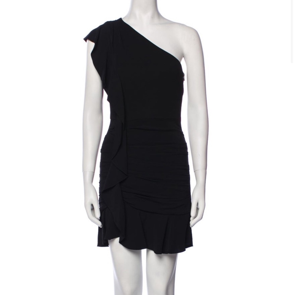 Veronica Beard Black One Shoulder Mini Dress
